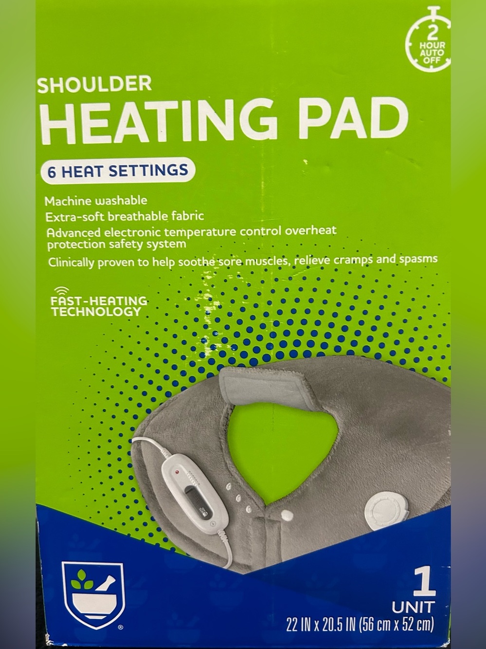 Shoulder Heating Pad - Gray, 6 Heat Settings